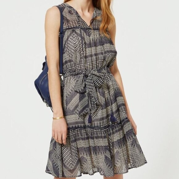 Rebecca Minkoff Nicky tribal print neck tie dress summer boho size large - Picture 2 of 7
